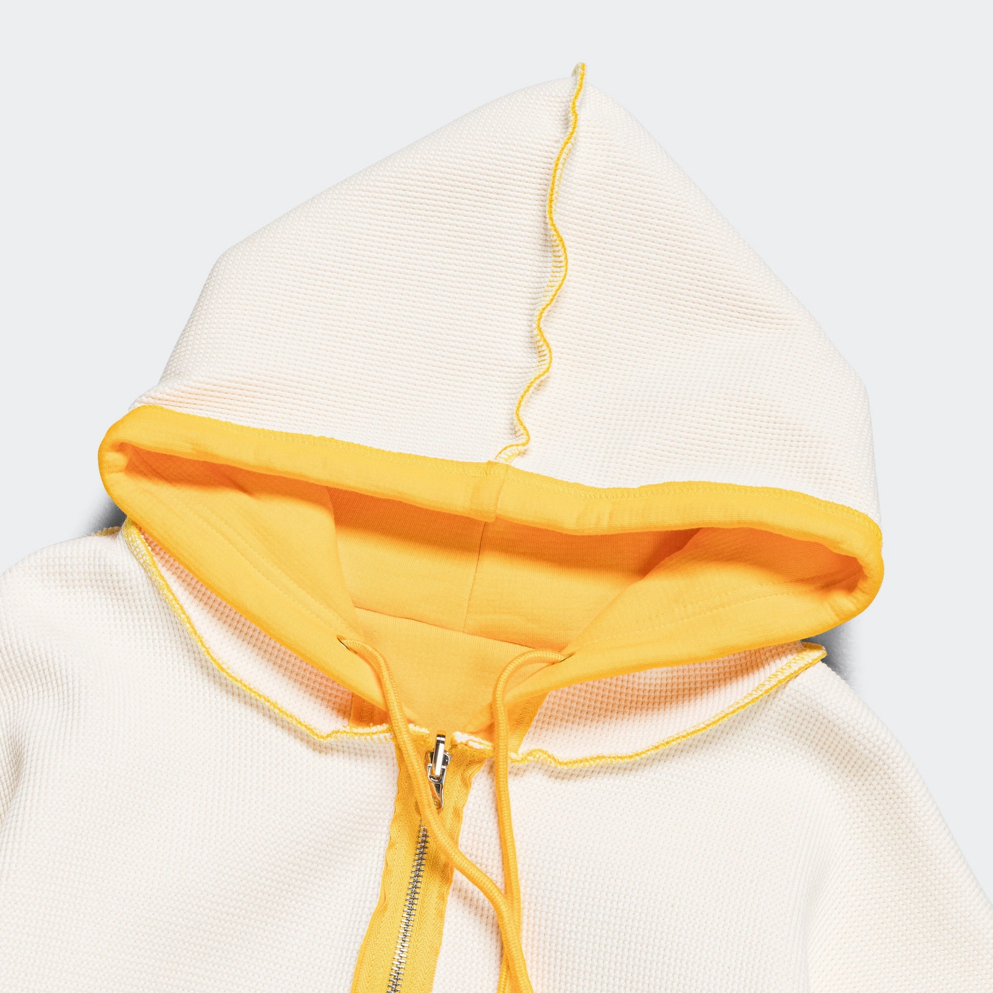 Reversible Zip-Up Hood - Yellow/Cream Waffle