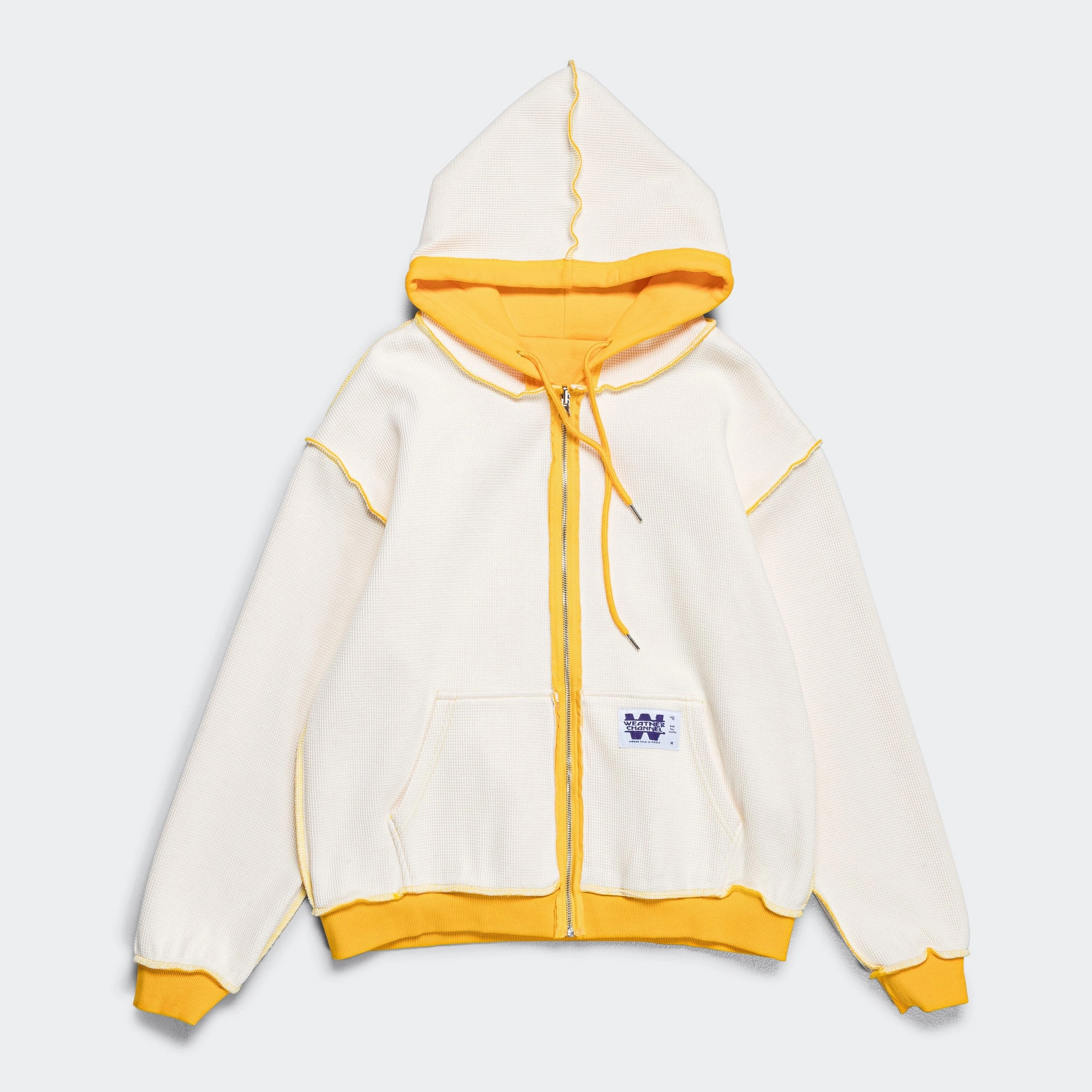 Reversible Zip-Up Hood - Yellow/Cream Waffle