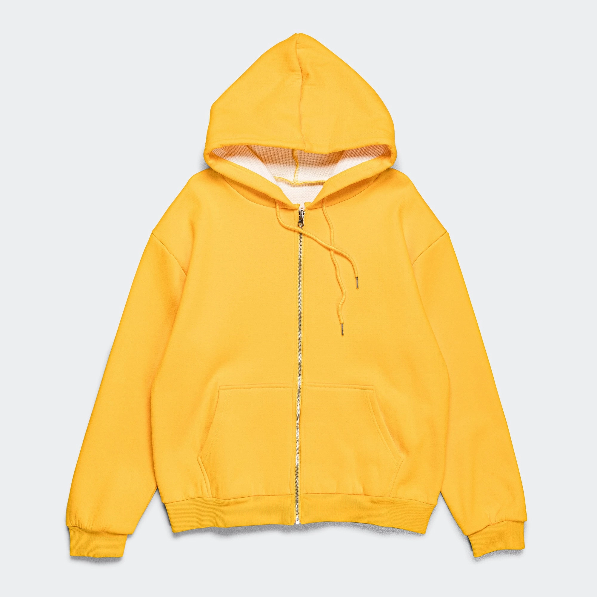 Reversible Zip-Up Hood - Yellow/Cream Waffle