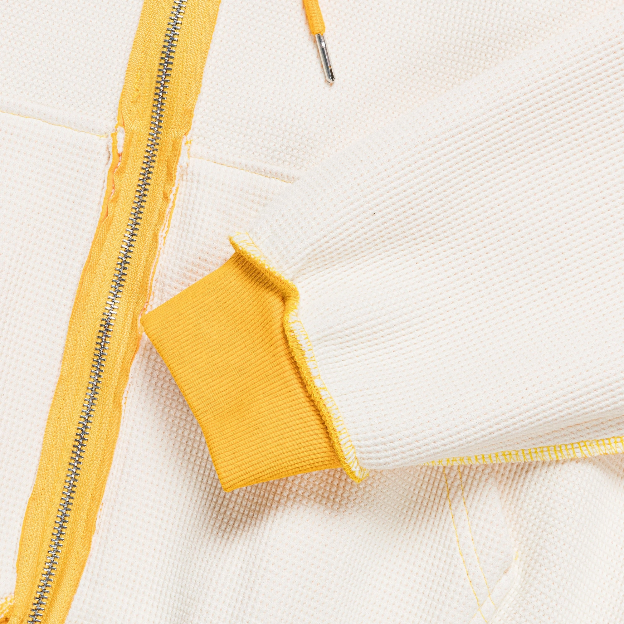 Reversible Zip-Up Hood - Yellow/Cream Waffle