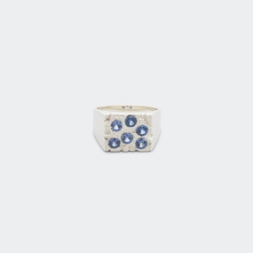 Rose Garden Signet - Blue Sapphire/925 Silver