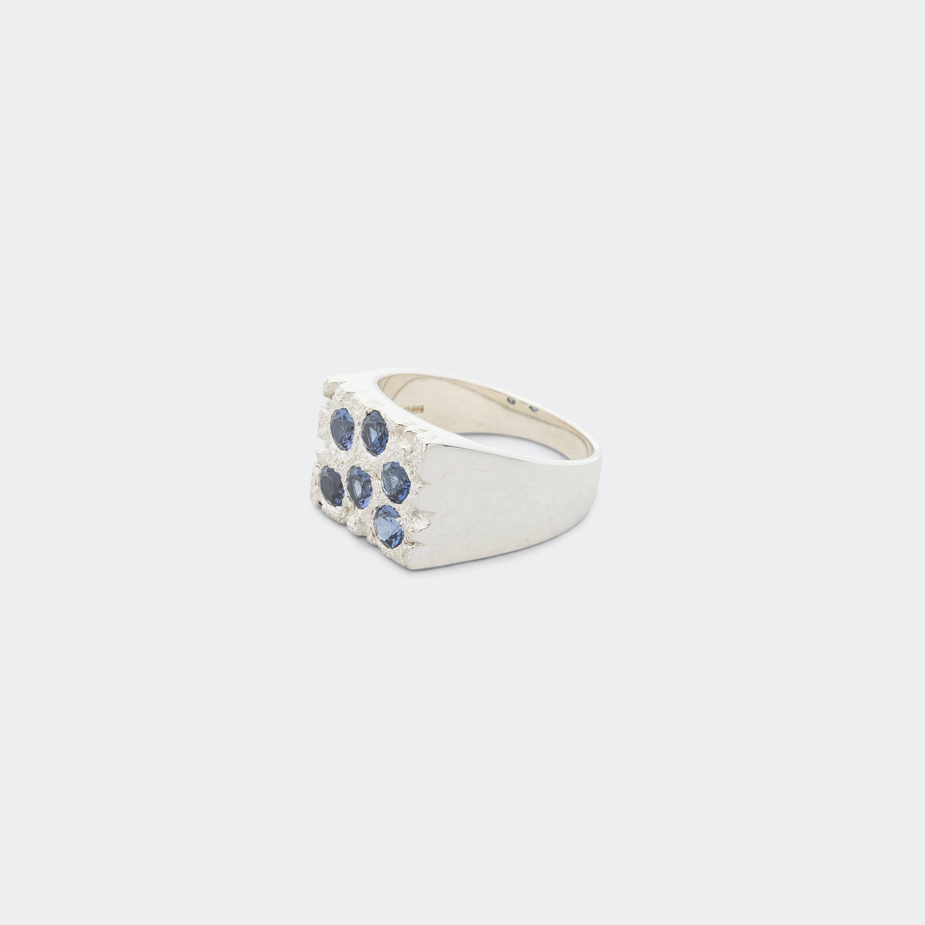 Rose Garden Signet - Blue Sapphire/925 Silver
