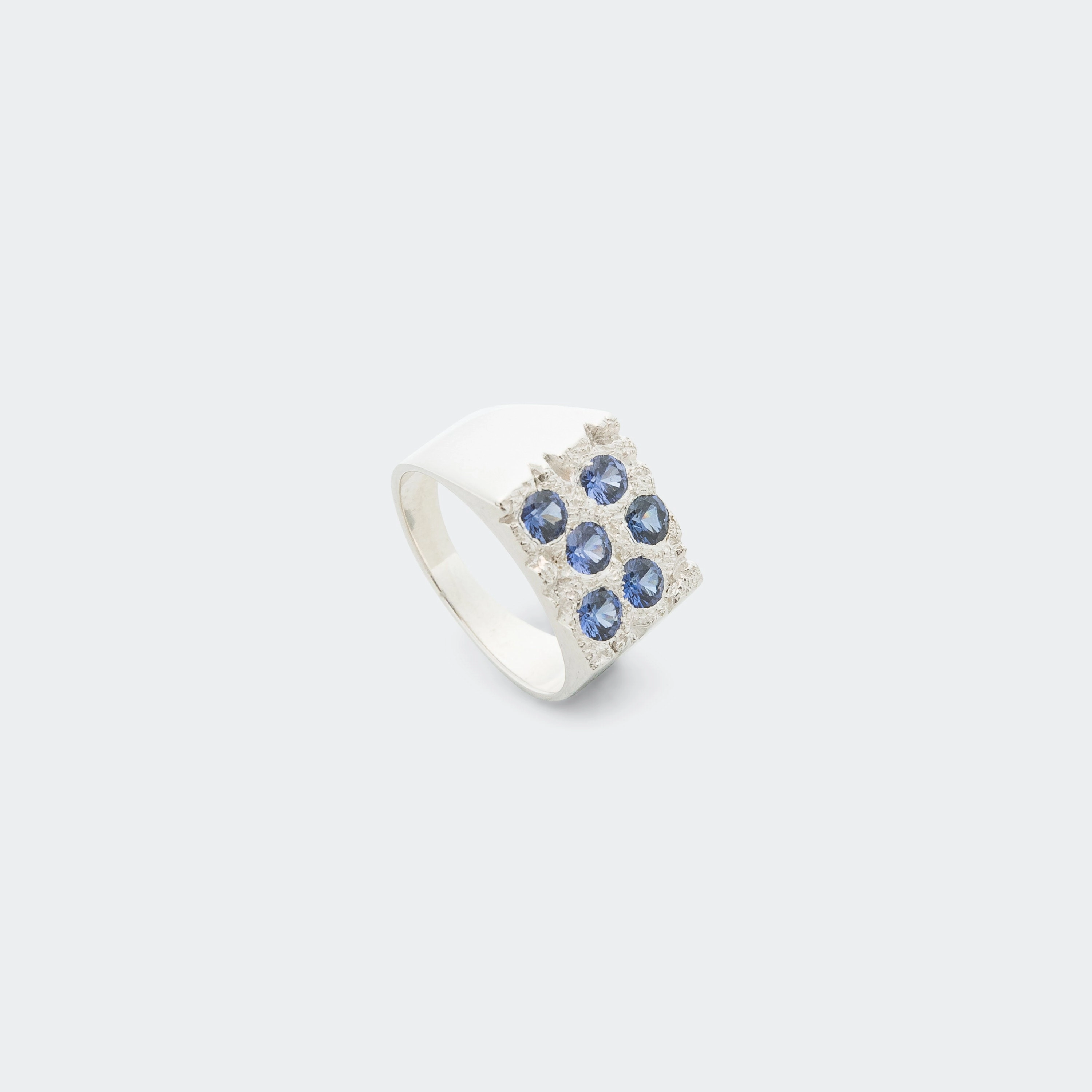 Rose Garden Signet - Blue Sapphire/925 Silver