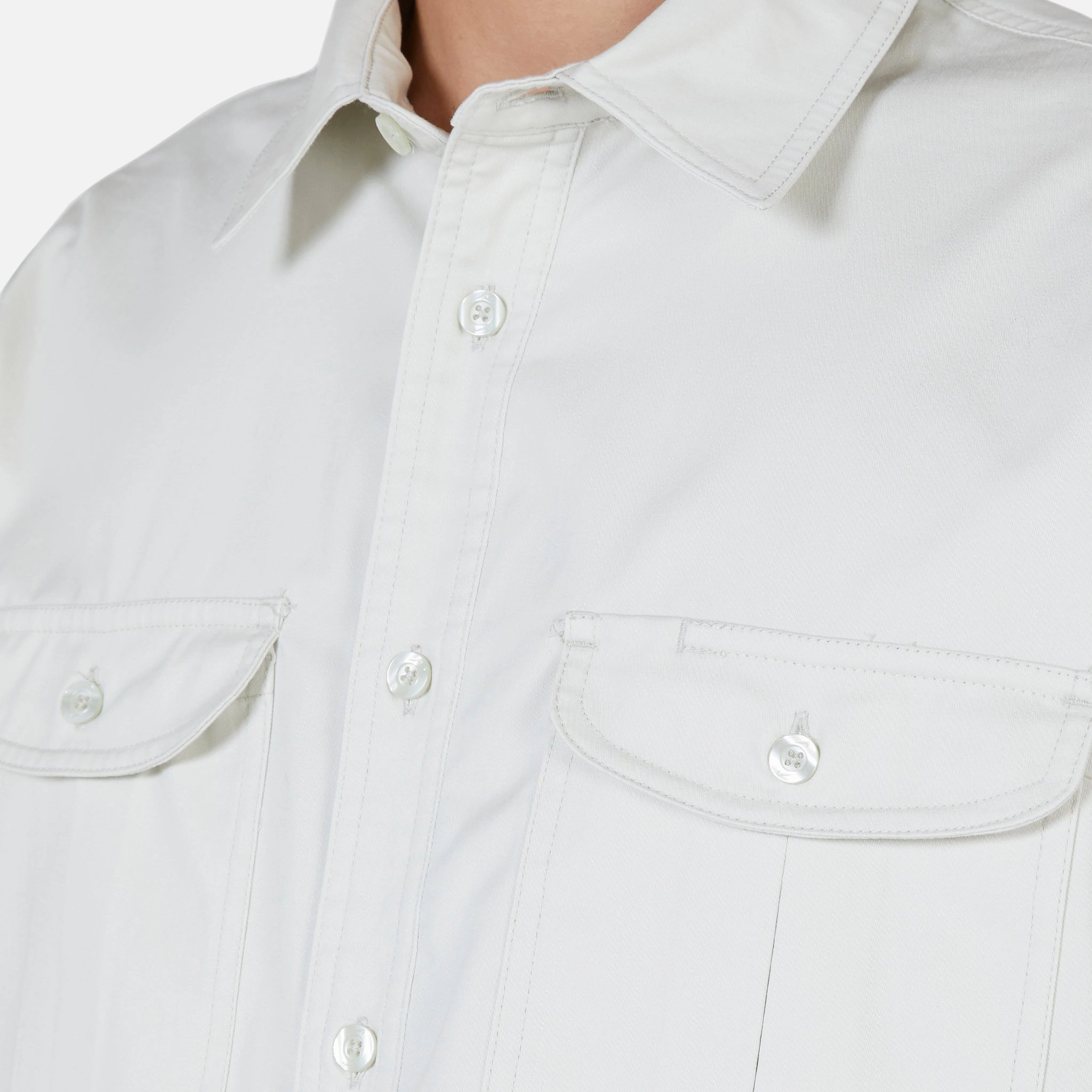 SB Tanglin Short Sleeve Woven Button-Up Skate Top Light Bone