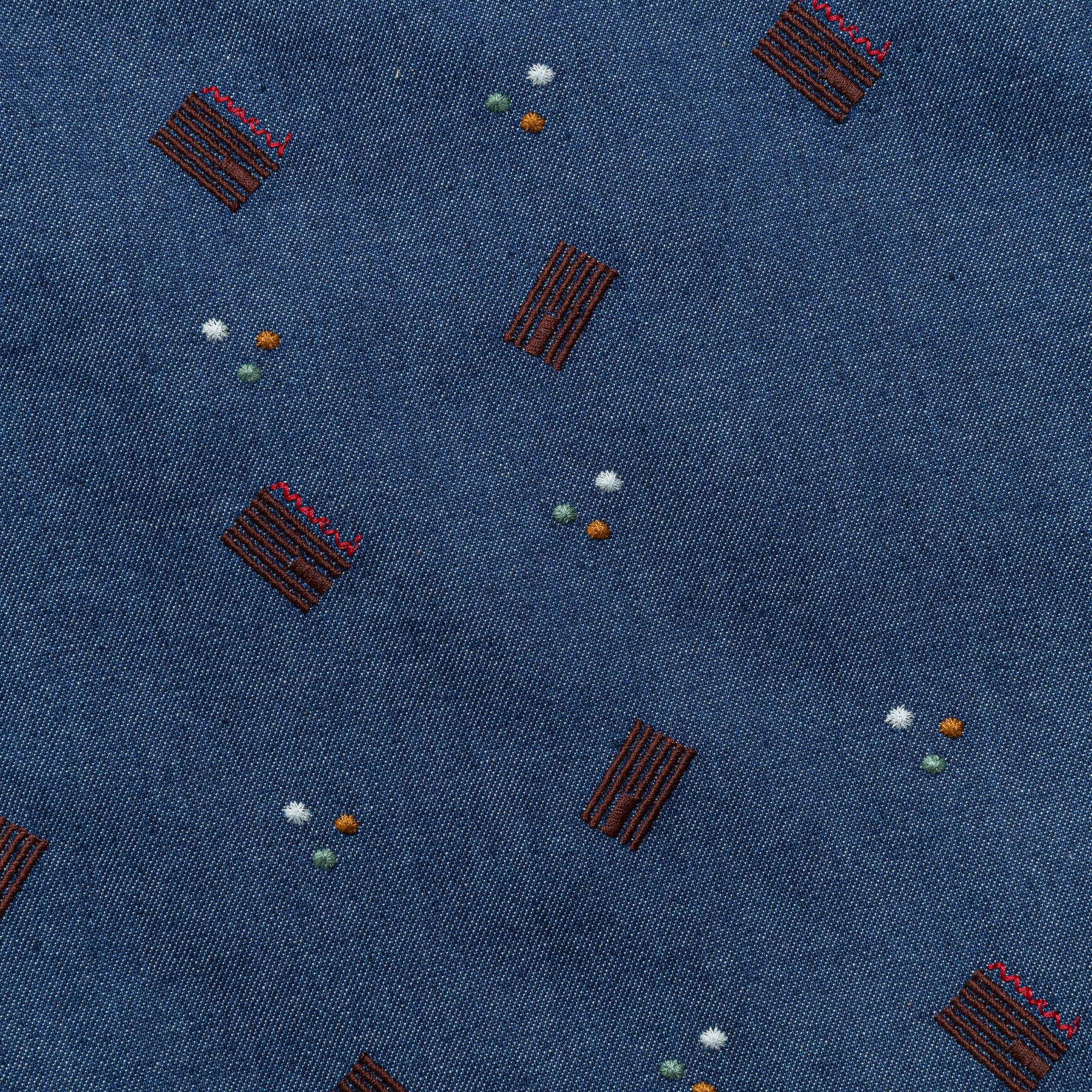 Short Sleeve Pattern Cotton Shirt - Blue