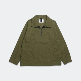 Stand Collar Anorak - Proofed Cotton Nylon Grass