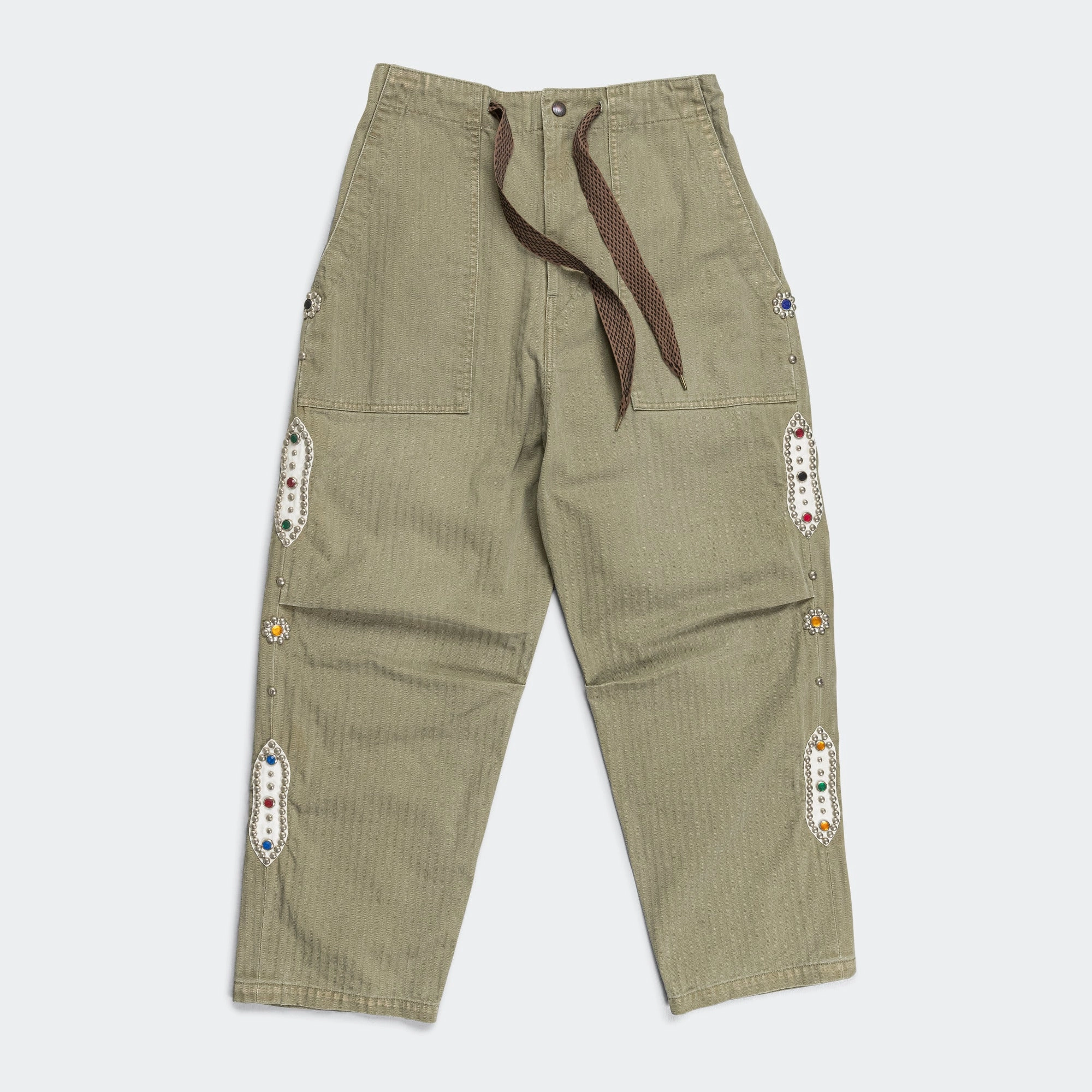Sulfur Herringbone EASY BAKER Pants (STUDS Remake) - Khaki