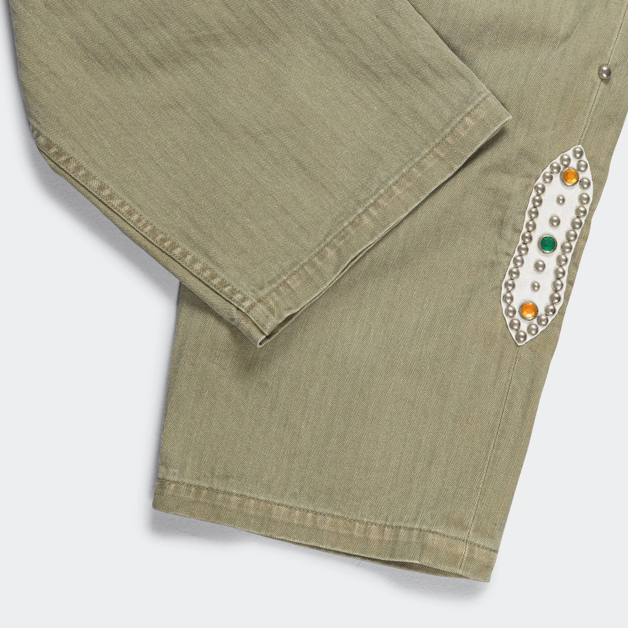 Sulfur Herringbone EASY BAKER Pants (STUDS Remake) - Khaki