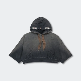 SWT Knit THRILLER Damaged DEVIL Hoodie (STUDS) - Black