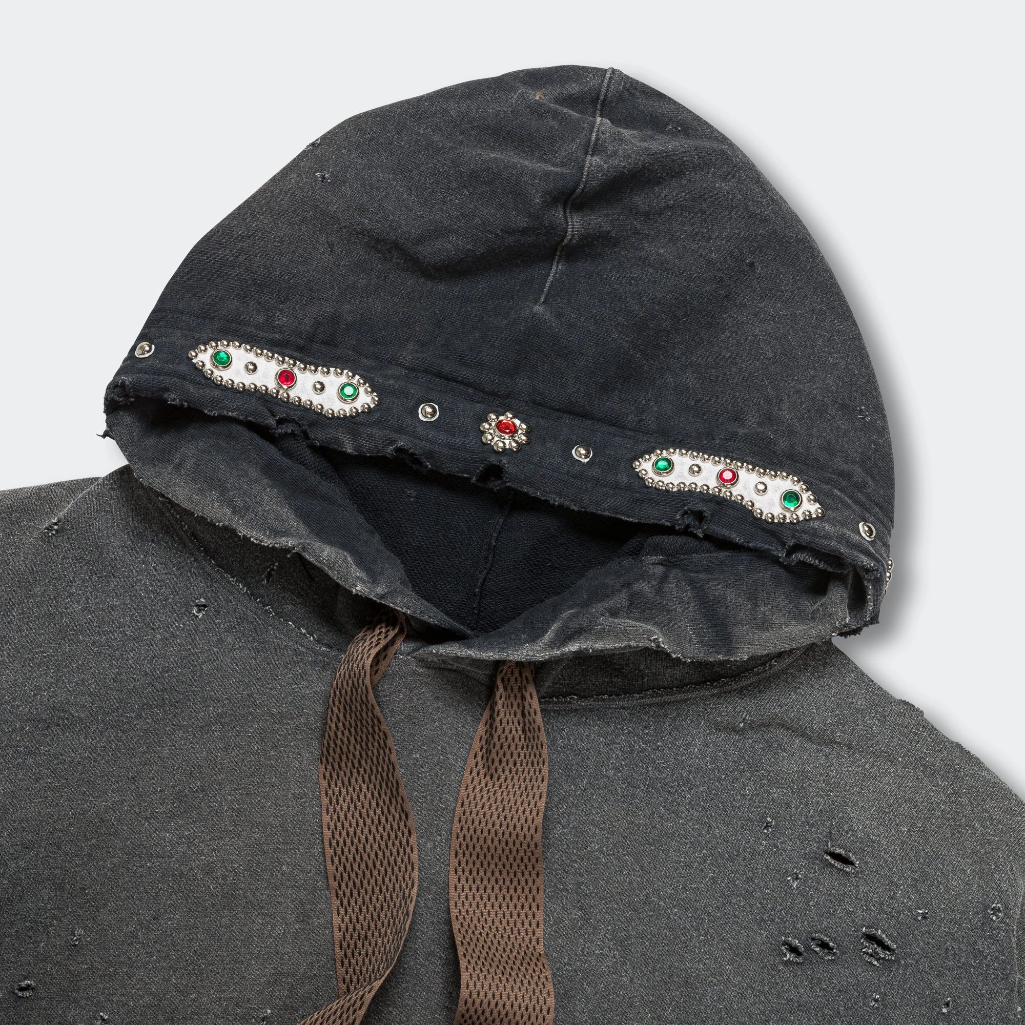 SWT Knit THRILLER Damaged DEVIL Hoodie (STUDS) - Black