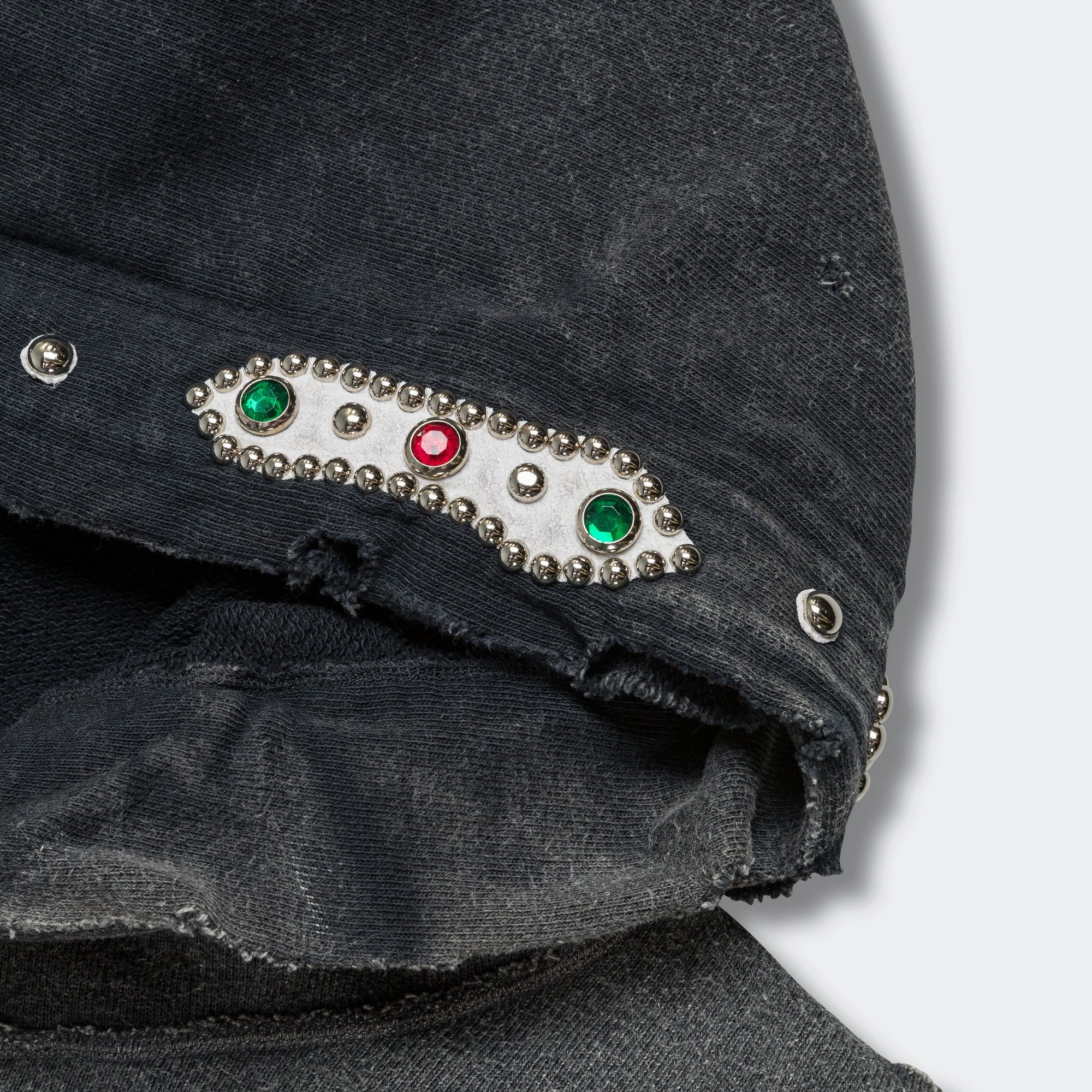SWT Knit THRILLER Damaged DEVIL Hoodie (STUDS) - Black