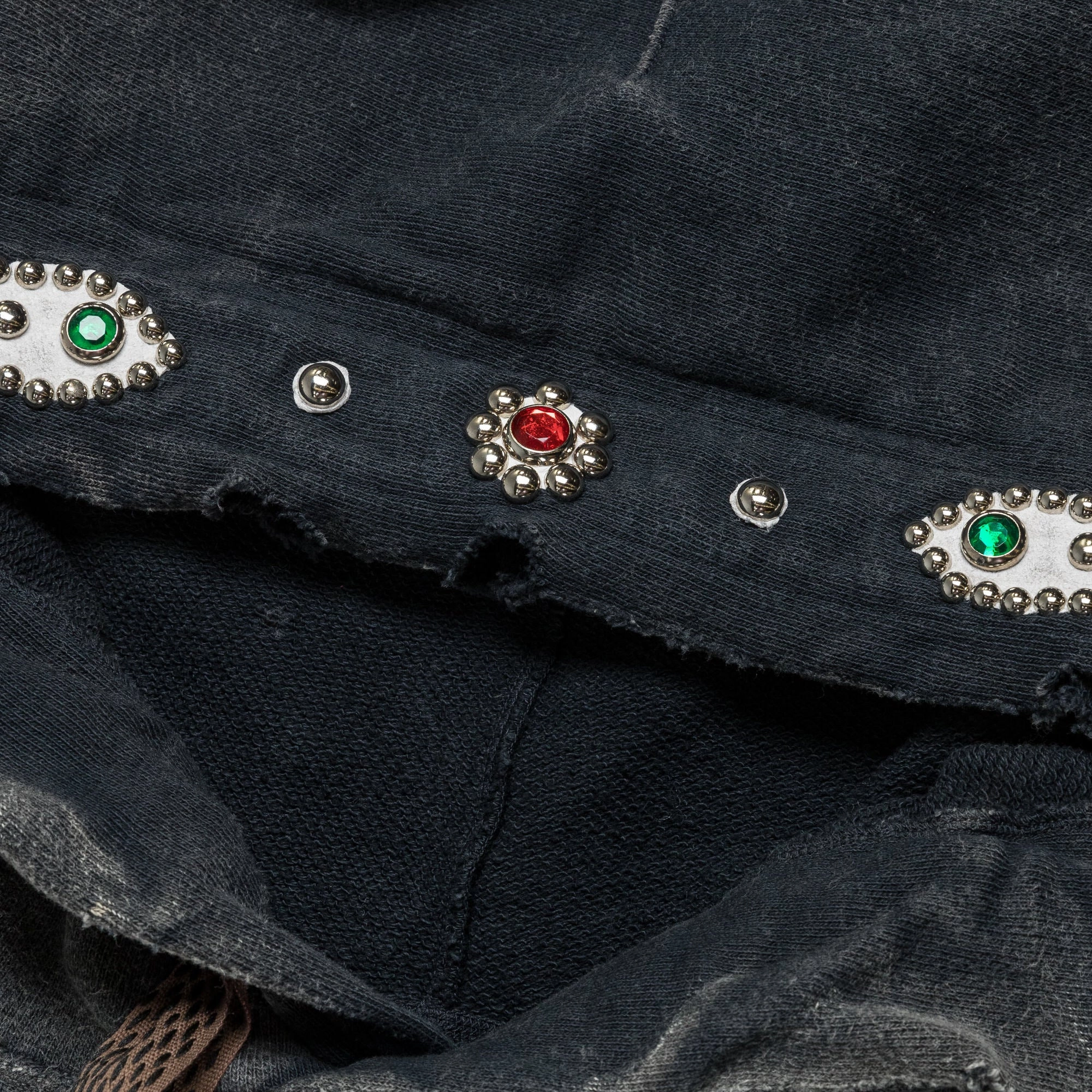 SWT Knit THRILLER Damaged DEVIL Hoodie (STUDS) - Black