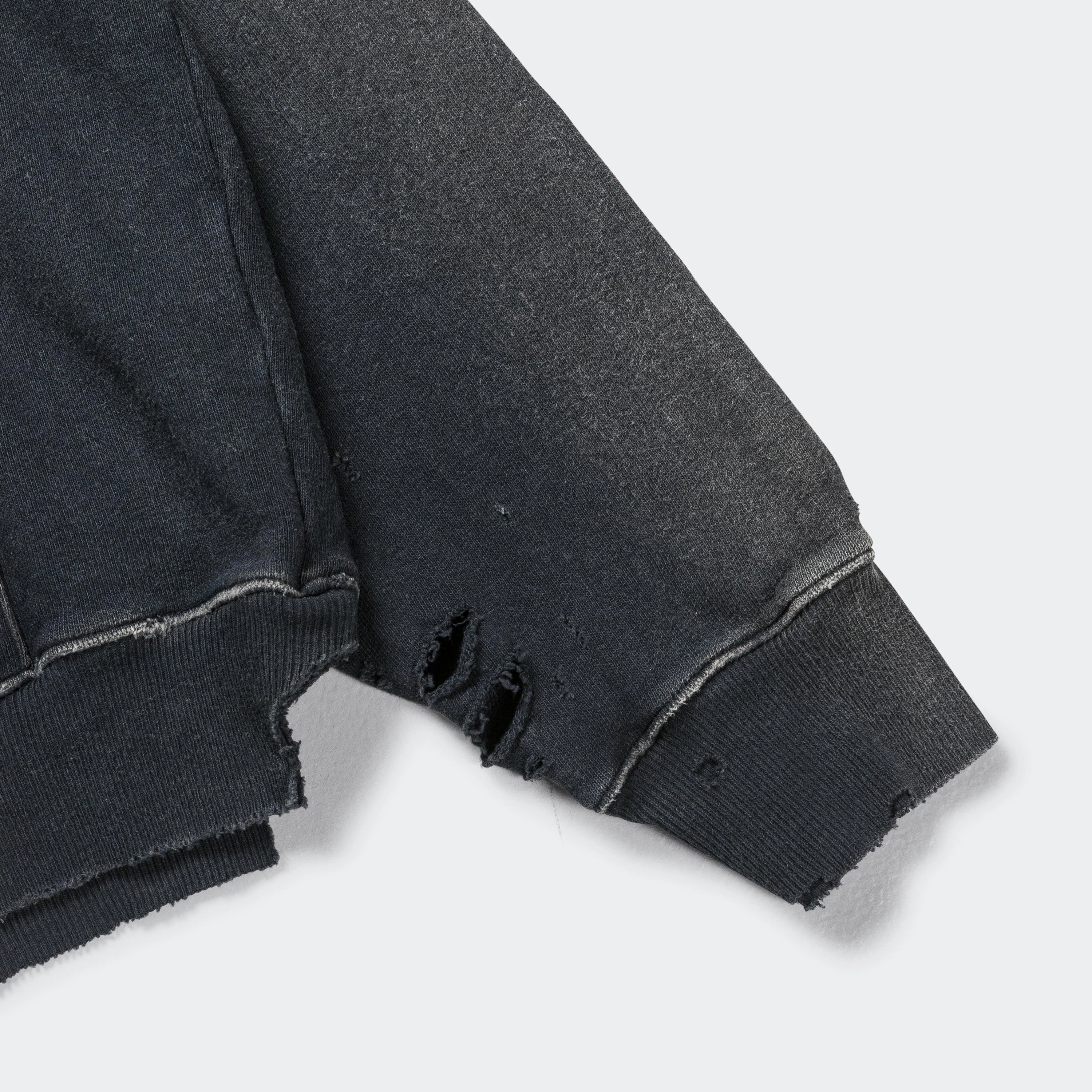 SWT Knit THRILLER Damaged Hoodie (STUDS) - Black