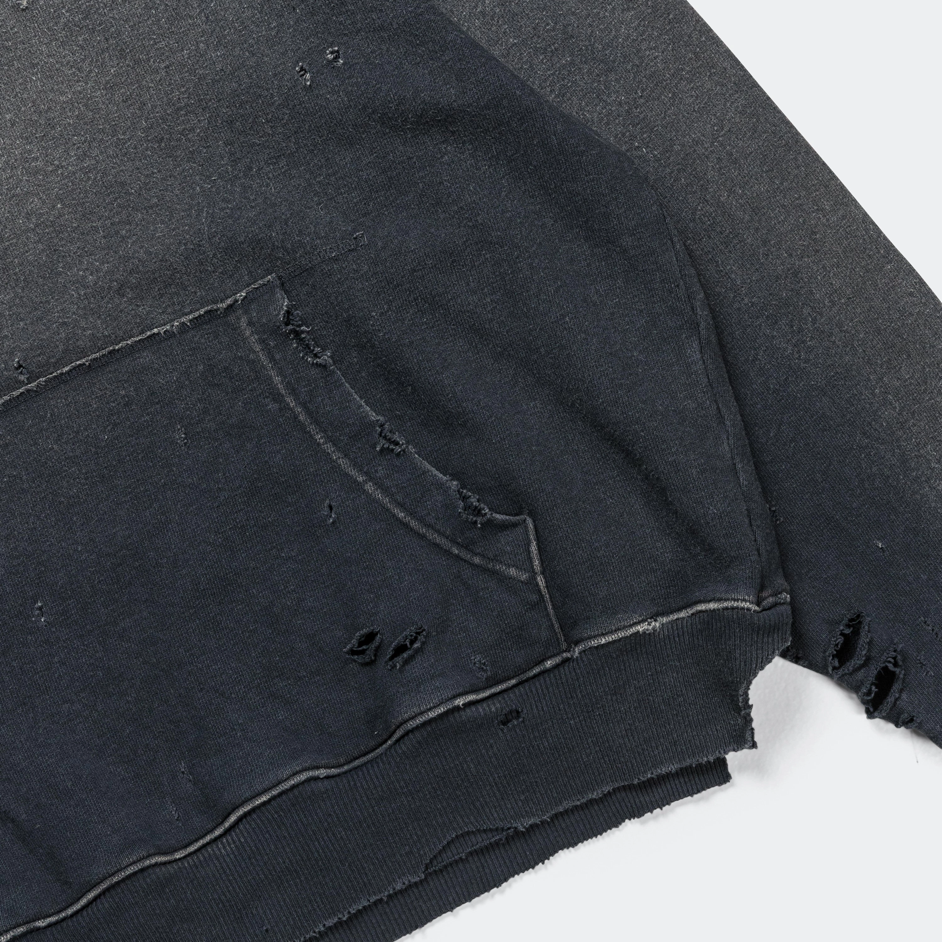 SWT Knit THRILLER Damaged Hoodie (STUDS) - Black