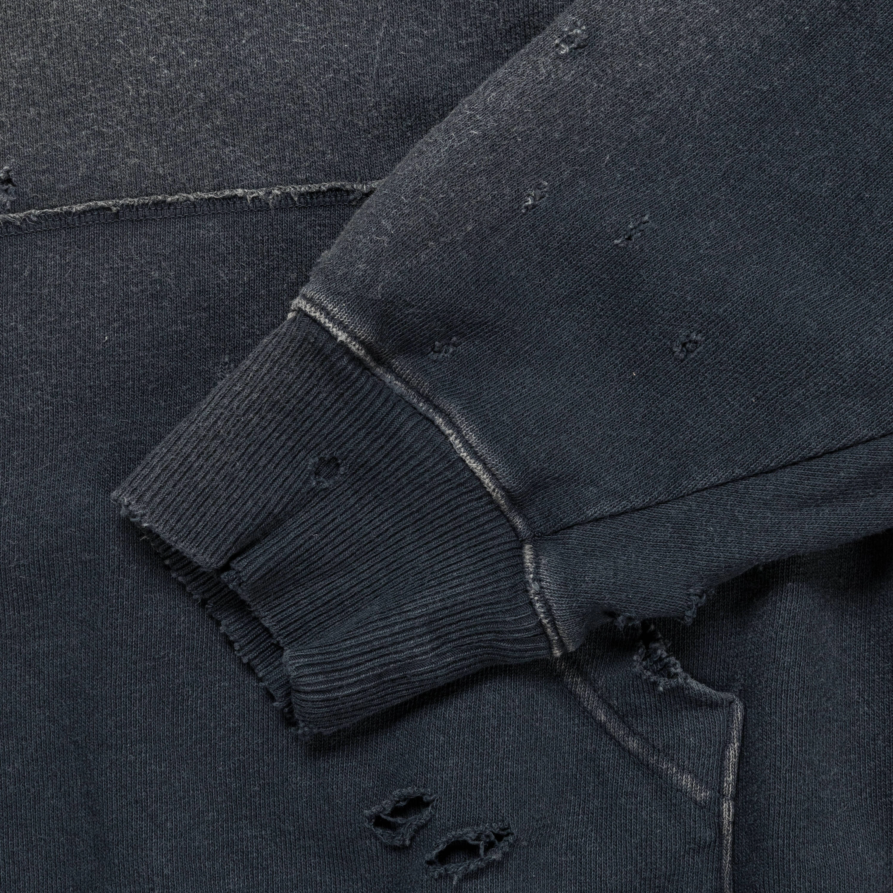 SWT Knit THRILLER Damaged Hoodie (STUDS) - Black