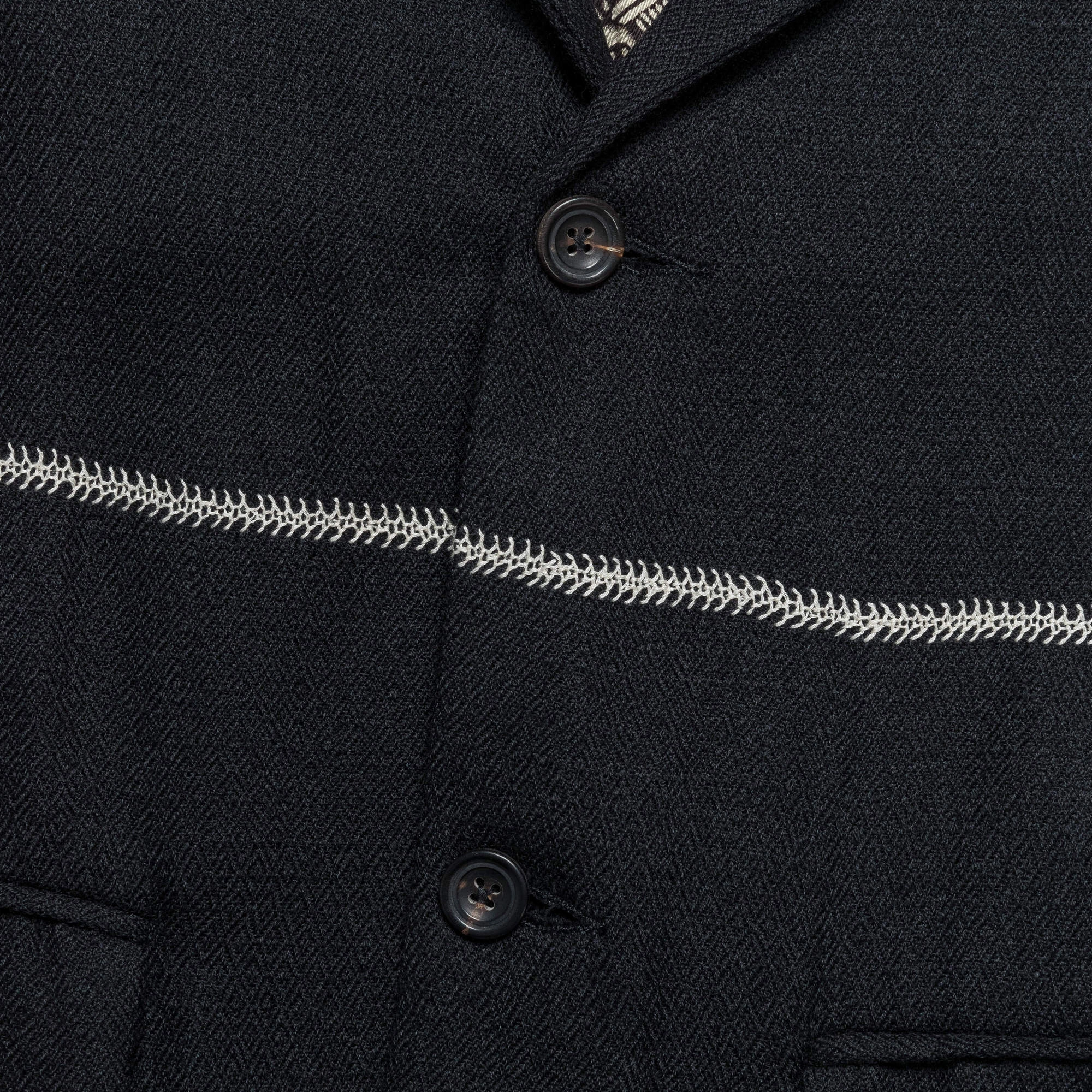 Two Button Blazer - Black/Bone