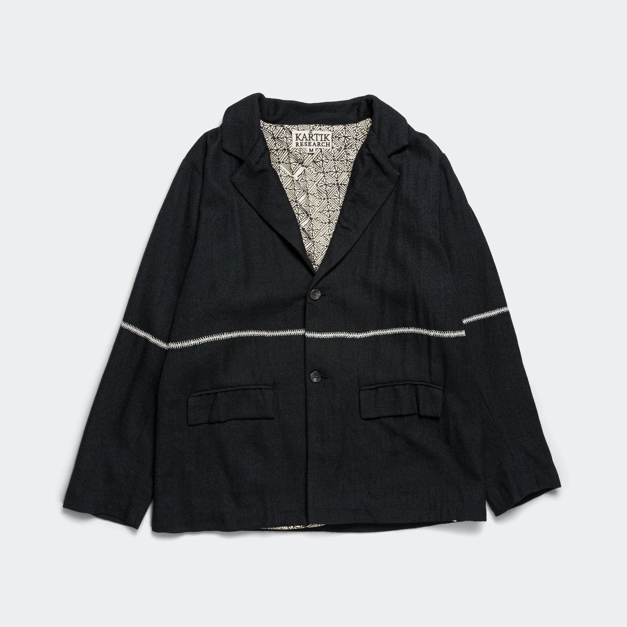 Two Button Blazer - Black/Bone