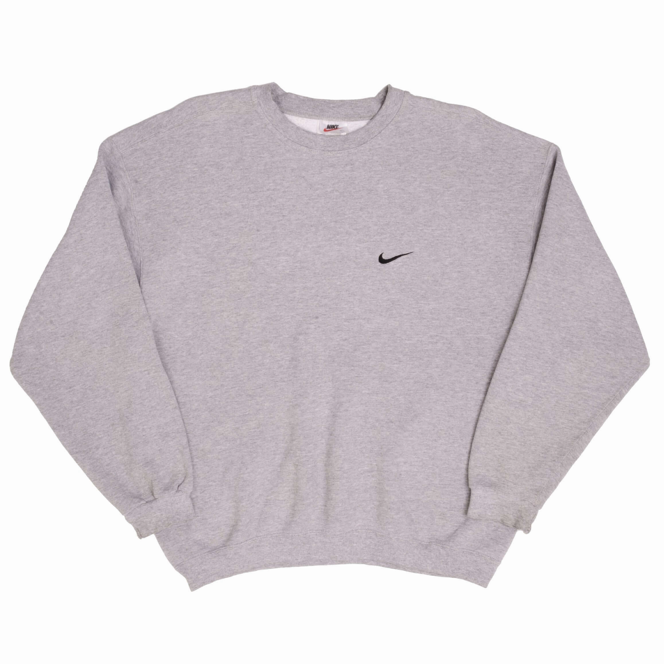 VINTAGE NIKE CLASSIC SWOOSH GREY SWEATSHIRT 1990S SIZE LARGE MADE IN USA
