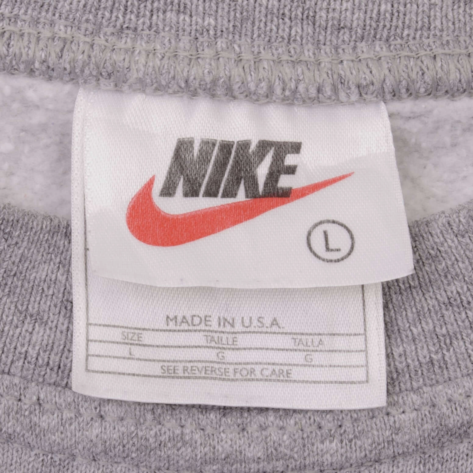 VINTAGE NIKE CLASSIC SWOOSH GREY SWEATSHIRT 1990S SIZE LARGE MADE IN USA