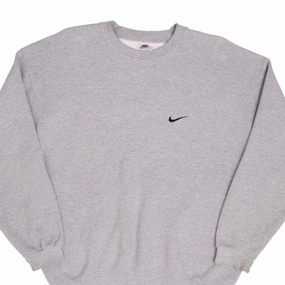 VINTAGE NIKE CLASSIC SWOOSH GREY SWEATSHIRT 1990S SIZE LARGE MADE IN USA