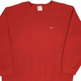 VINTAGE NIKE CLASSIC SWOOSH RED SWEATSHIRT 1990S SIZE XL MADE IN USA