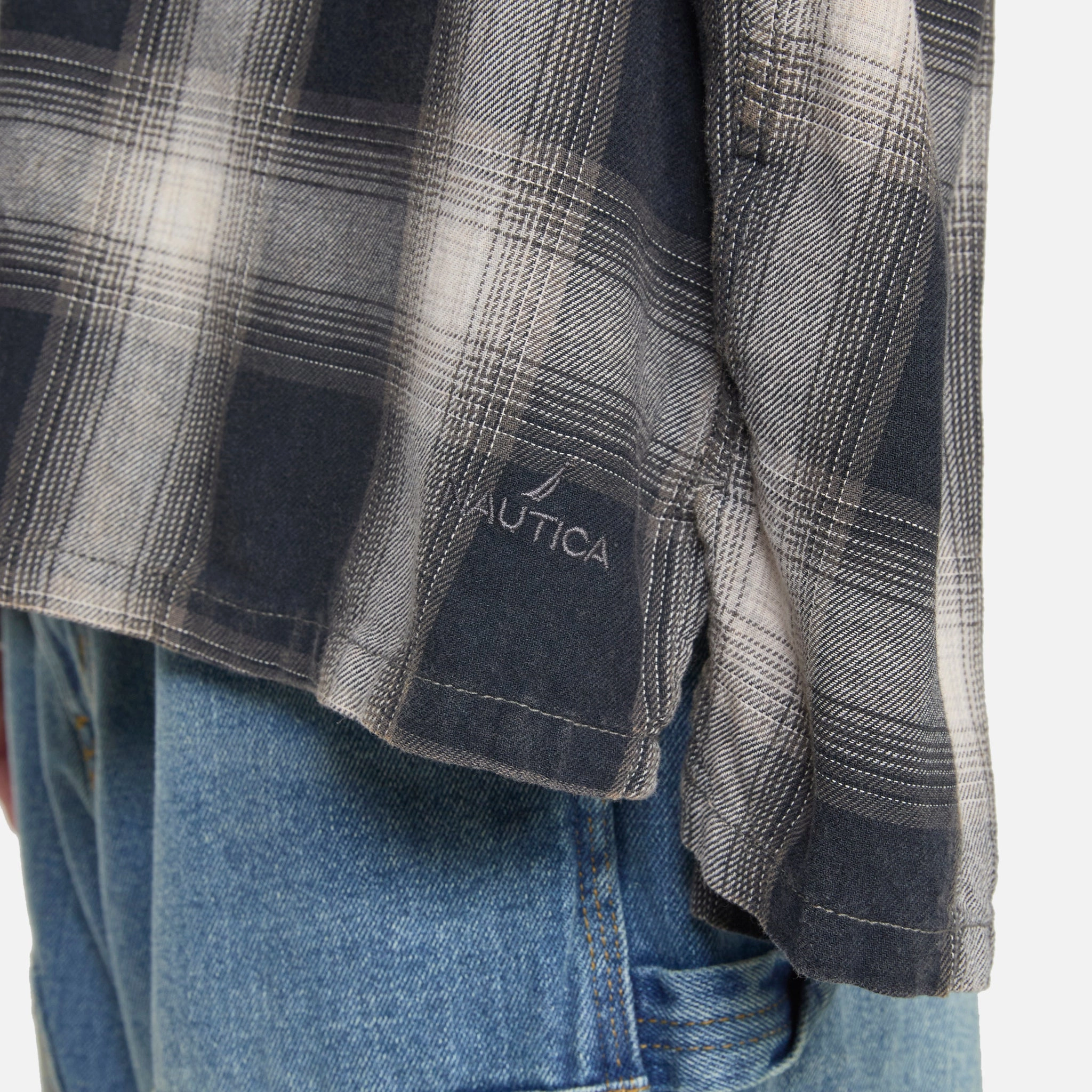 Washed Ombre Check Longsleeve Shirt Charcoal