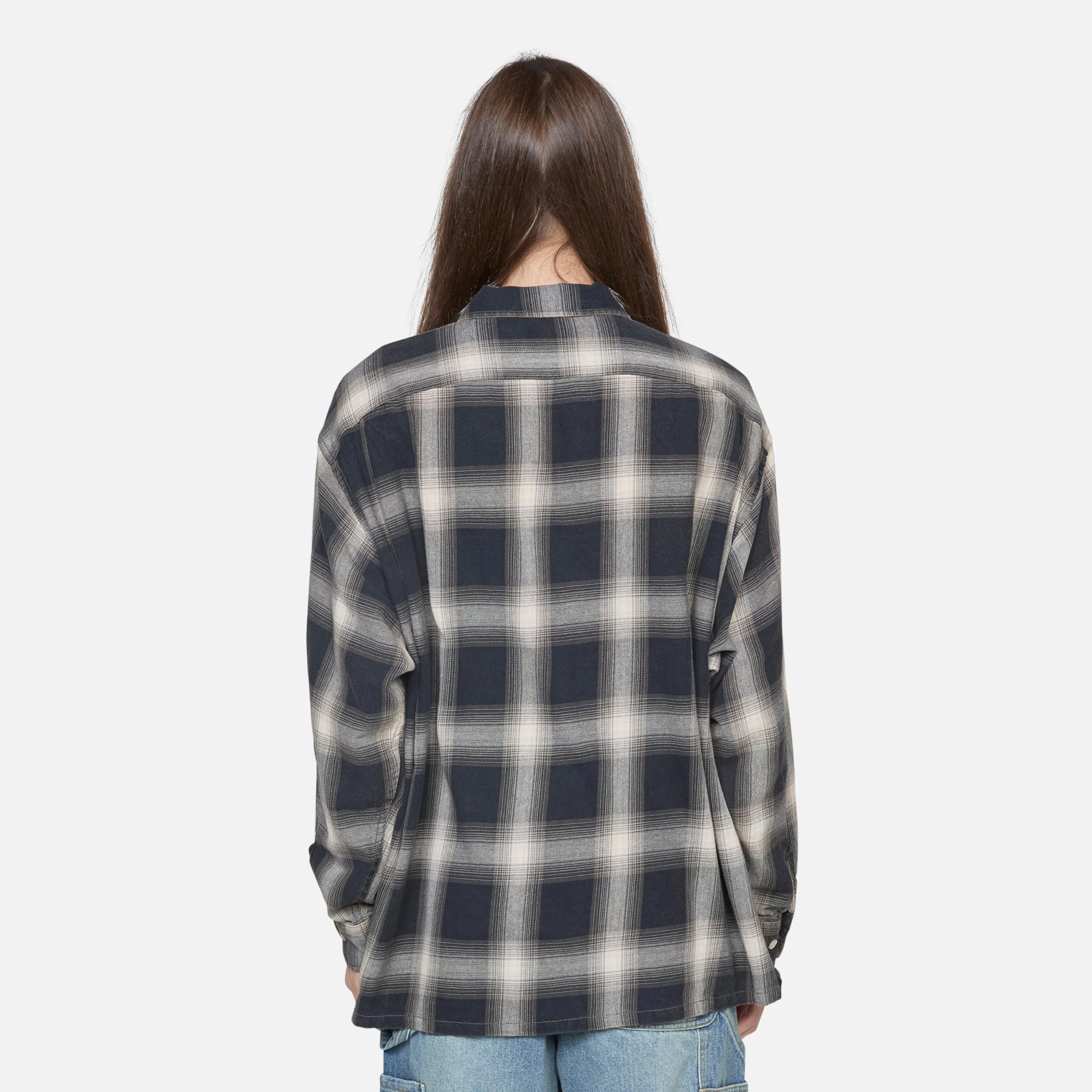 Washed Ombre Check Longsleeve Shirt Charcoal