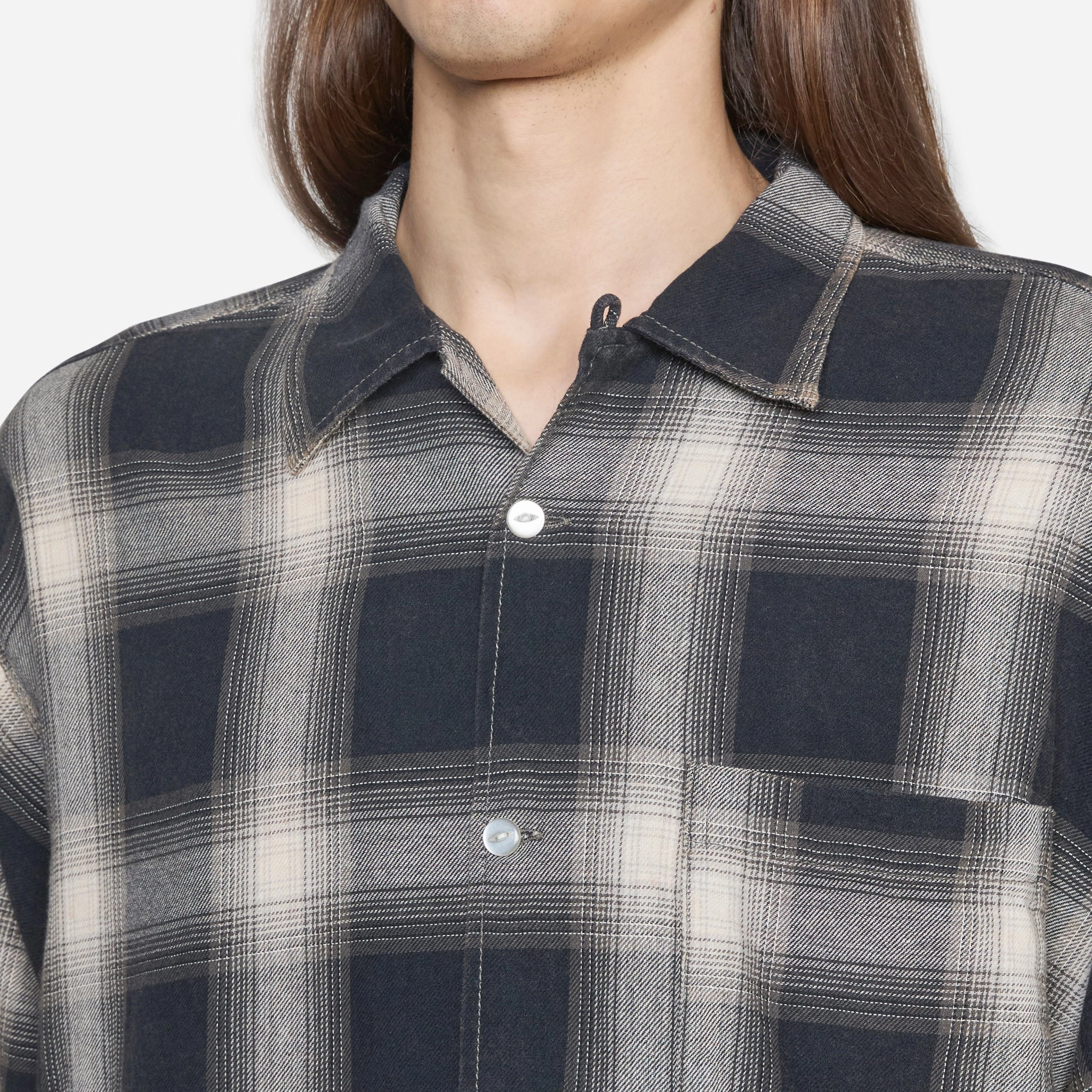 Washed Ombre Check Longsleeve Shirt Charcoal