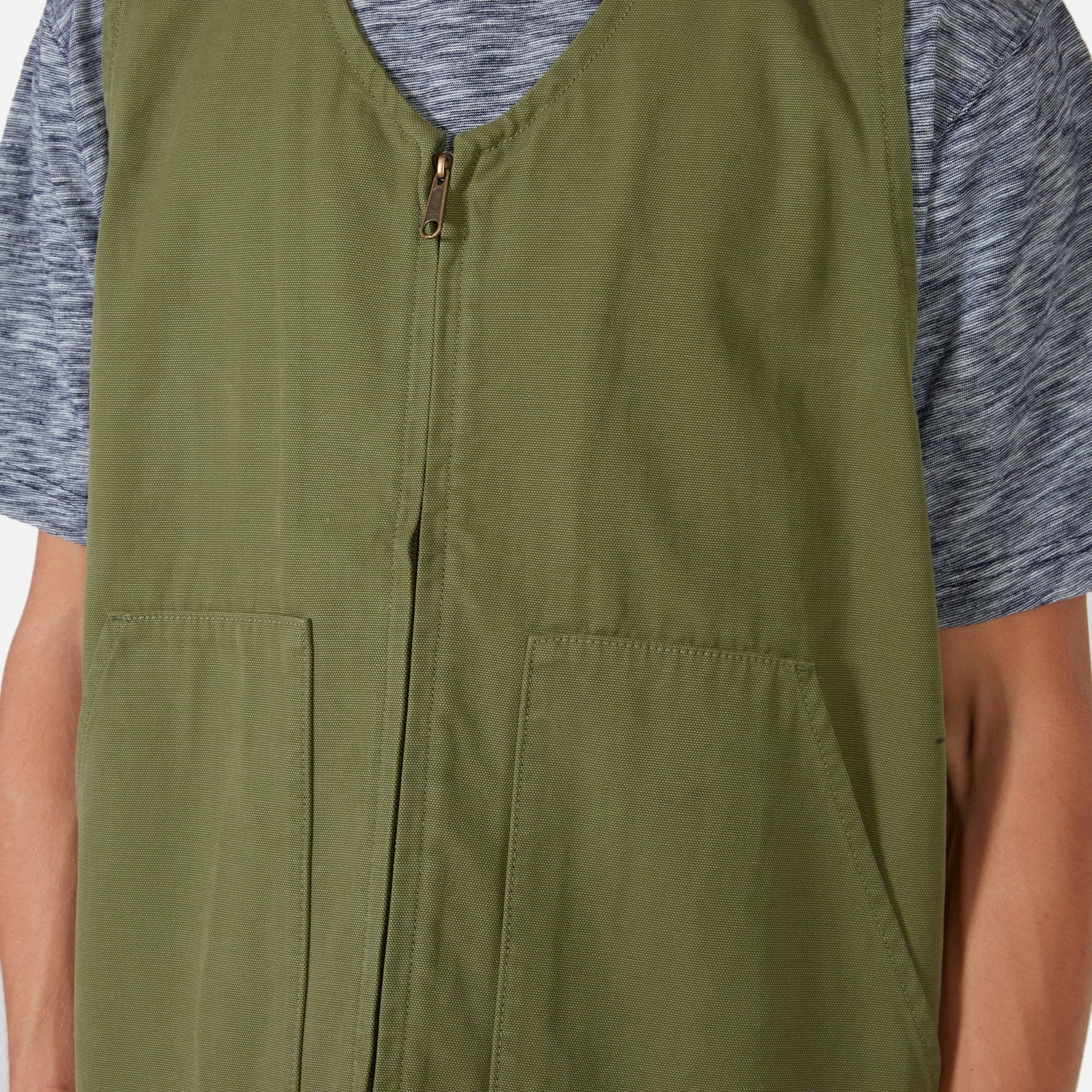 Work Zip Vest Hard Twisted Oxford Olive